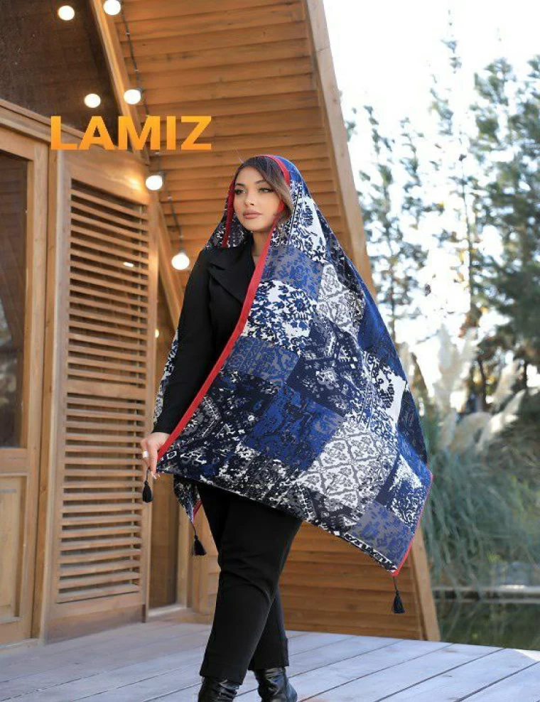 شال نخی پاییزه منگوله دار عرض 75 کد 6095