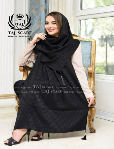 شال مشکی منگوله دار عرض 75 کد 80344