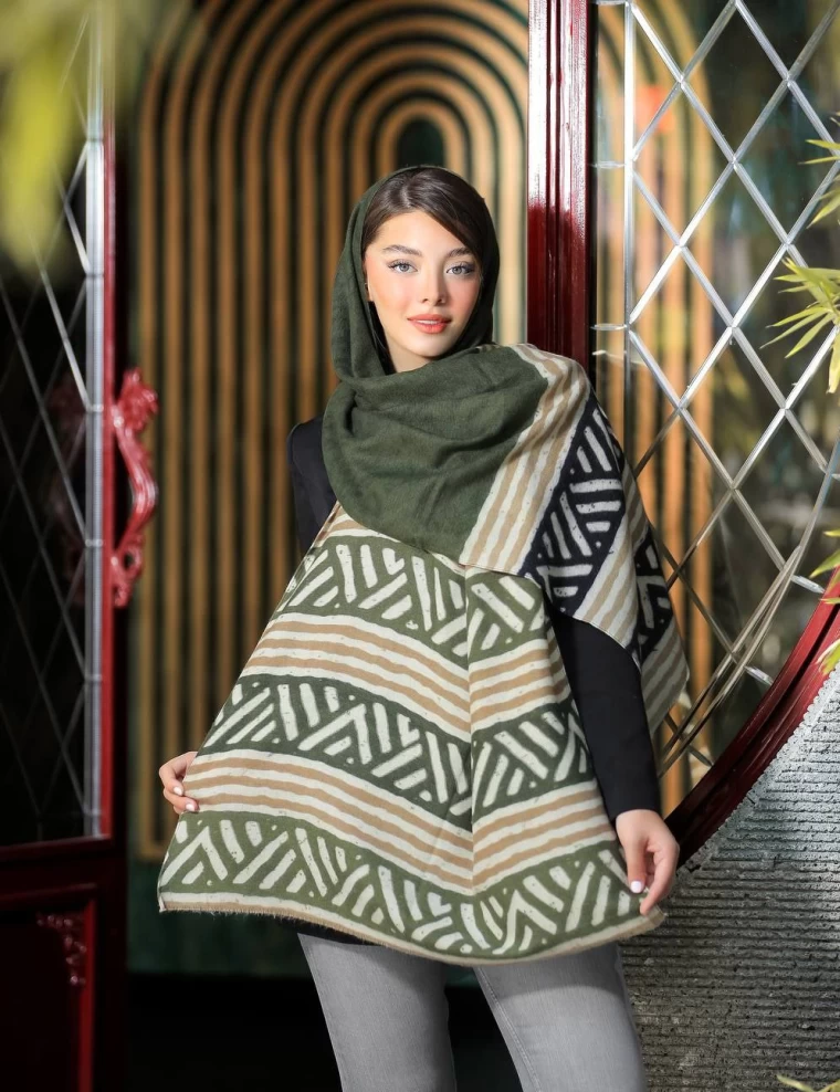 شال موهر ریشه پرزی عرض 75 کد 6220