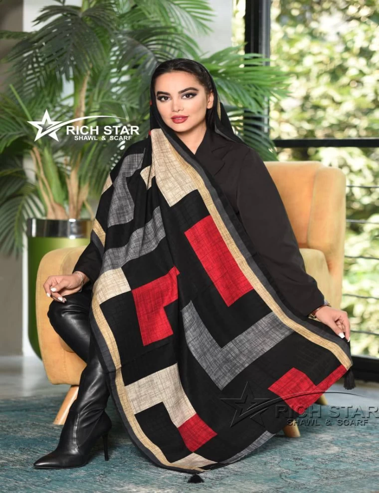 شال نخی پاییزه منگولدار کد5500