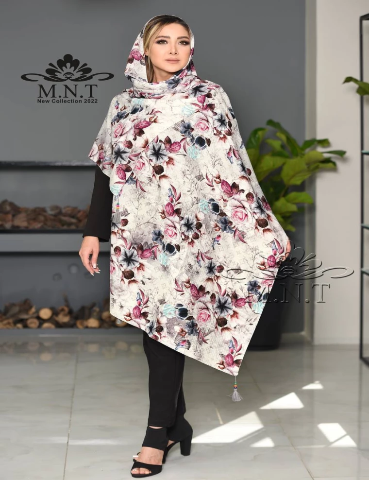 شال نخی بهاره منگوله دار کد 8808