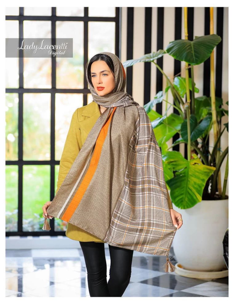 شال نخی پاییزه منگوله دار عرض 75 کد 6768