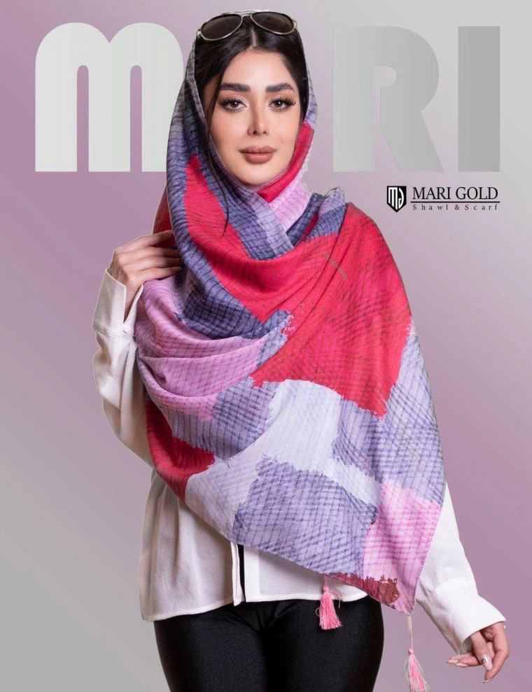 شال نخی منگوله دار رنگ سال عرض 75 کد 8392