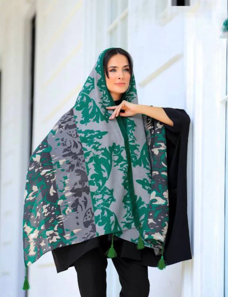 شال نخی پاییزه منگوله دار عرض 75 کد 6309