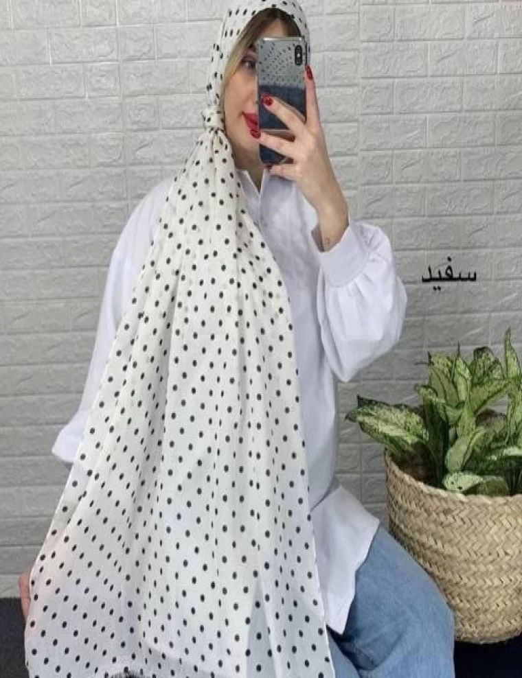 شال نخی توپی ریشه پرزی عرض 70 کد 5564