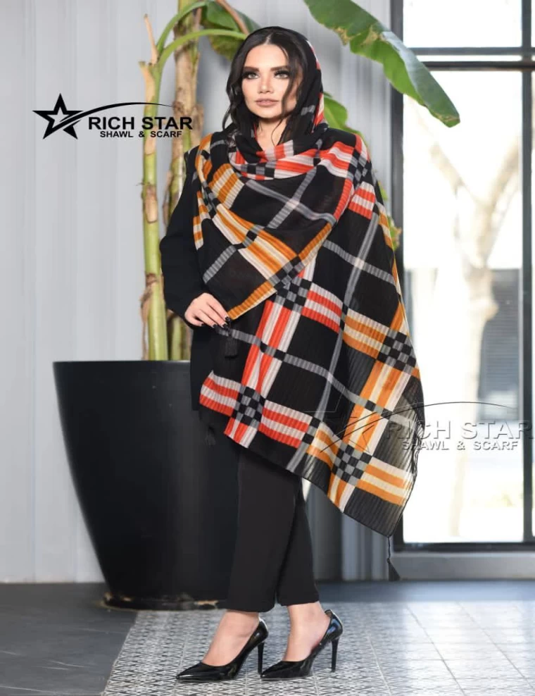 شال نخی منگوله دار عرض 80 کد 8243