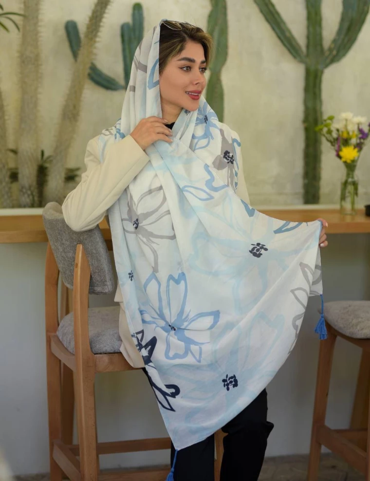 شال نخی منگوله دار عرض 75 کد 8671