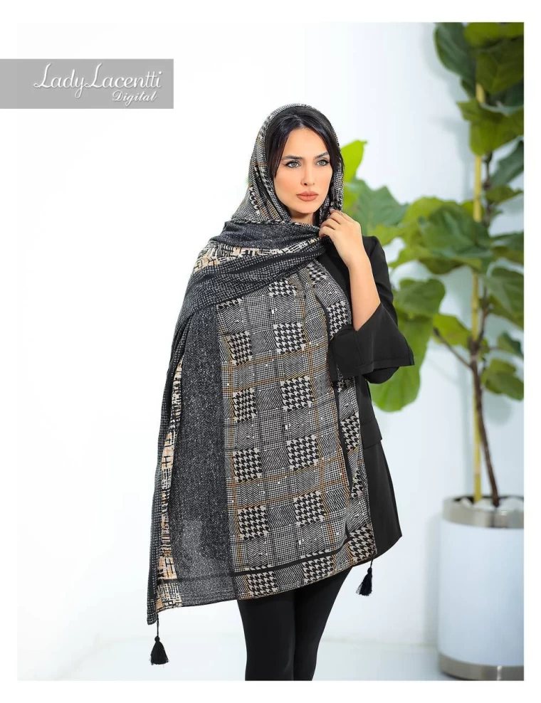 شال نخی پاییزه منگوله دار عرض 75 کد 5931