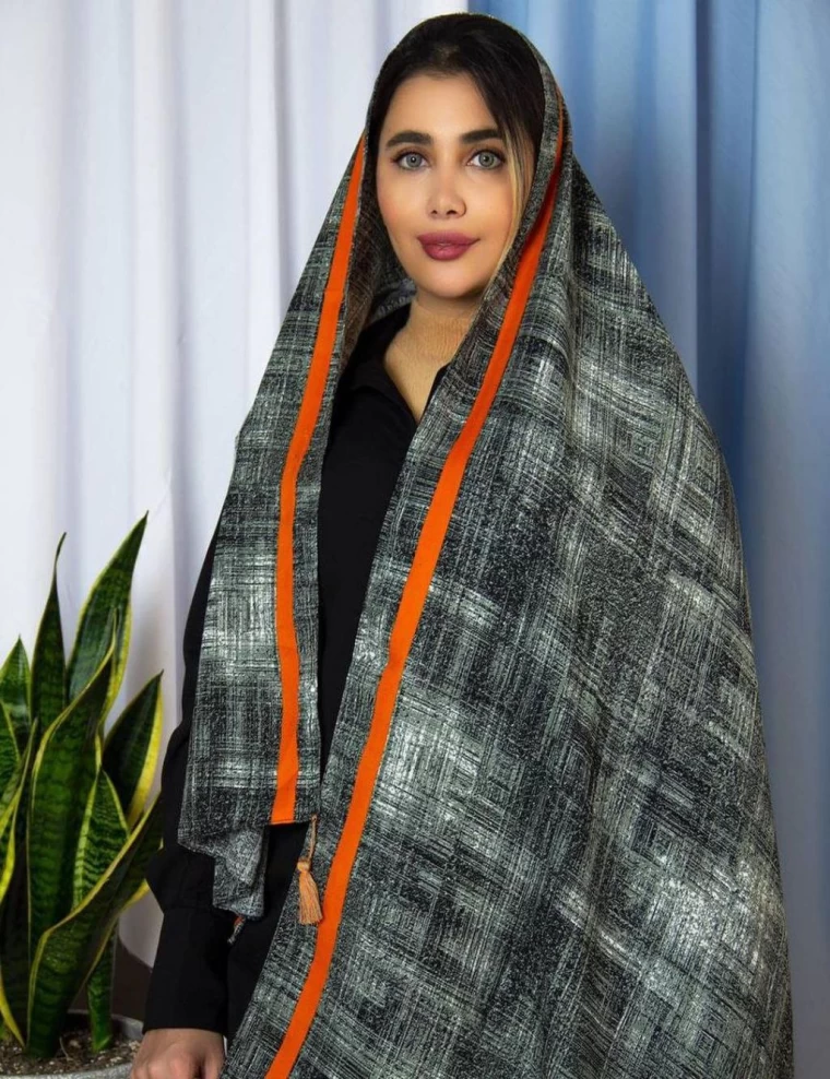 شال نخی منگوله دار عرض 75 کد 6569