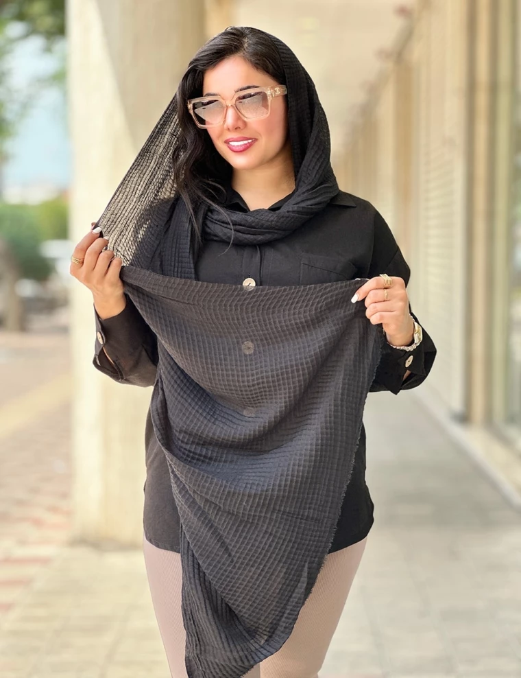 شال پلیسه پاییزه منگوله دار کد10544