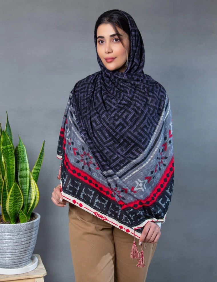 شال نخی منگوله دار عرض 75 کد 8541
