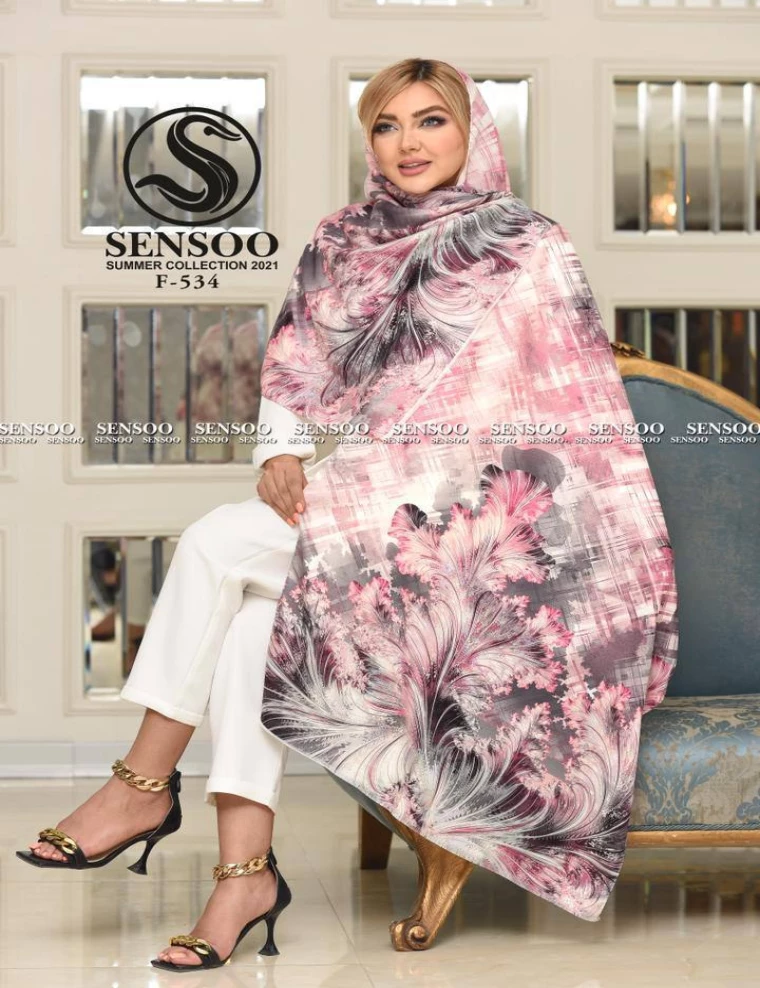 شال نخی منگوله دار عرض 75 کد F-534