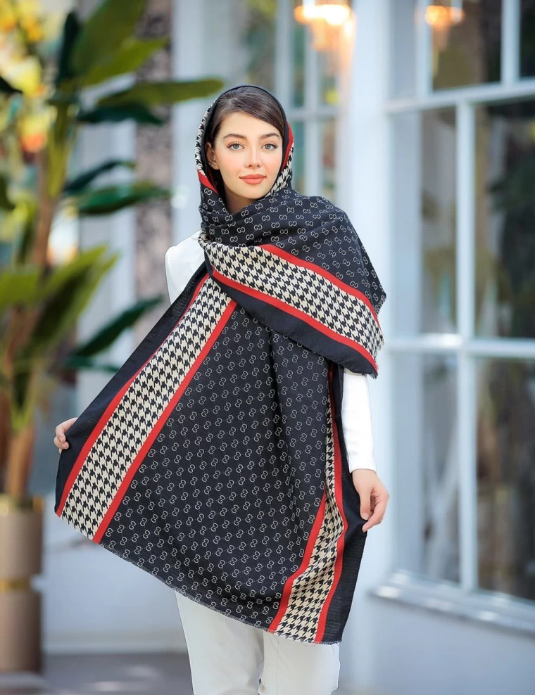 شال موهر ریشه پرزی عرض 75 کد 6084