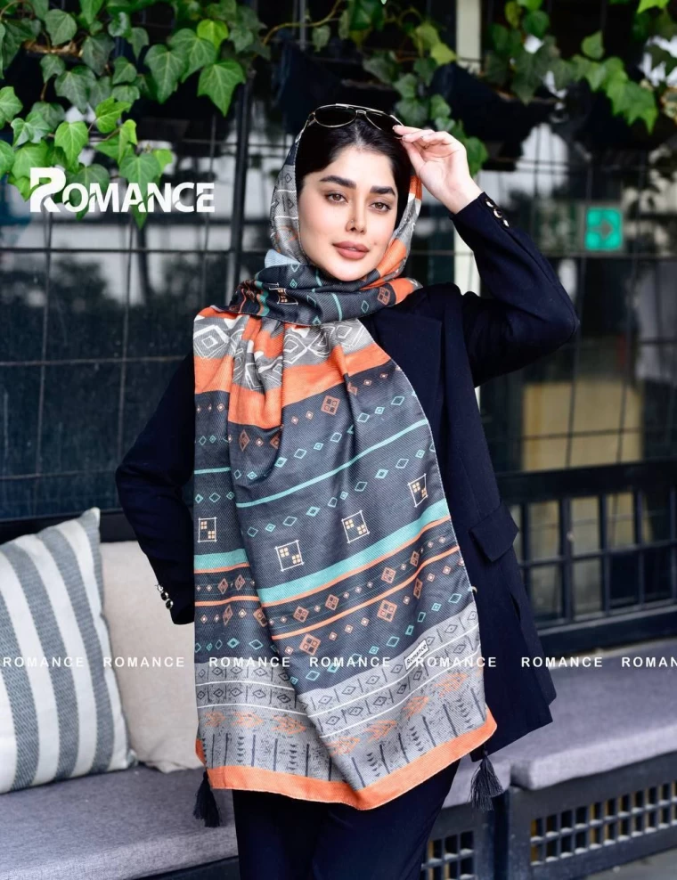 شال نخی پاییزه منگوله دار عرض 75 کد 5955