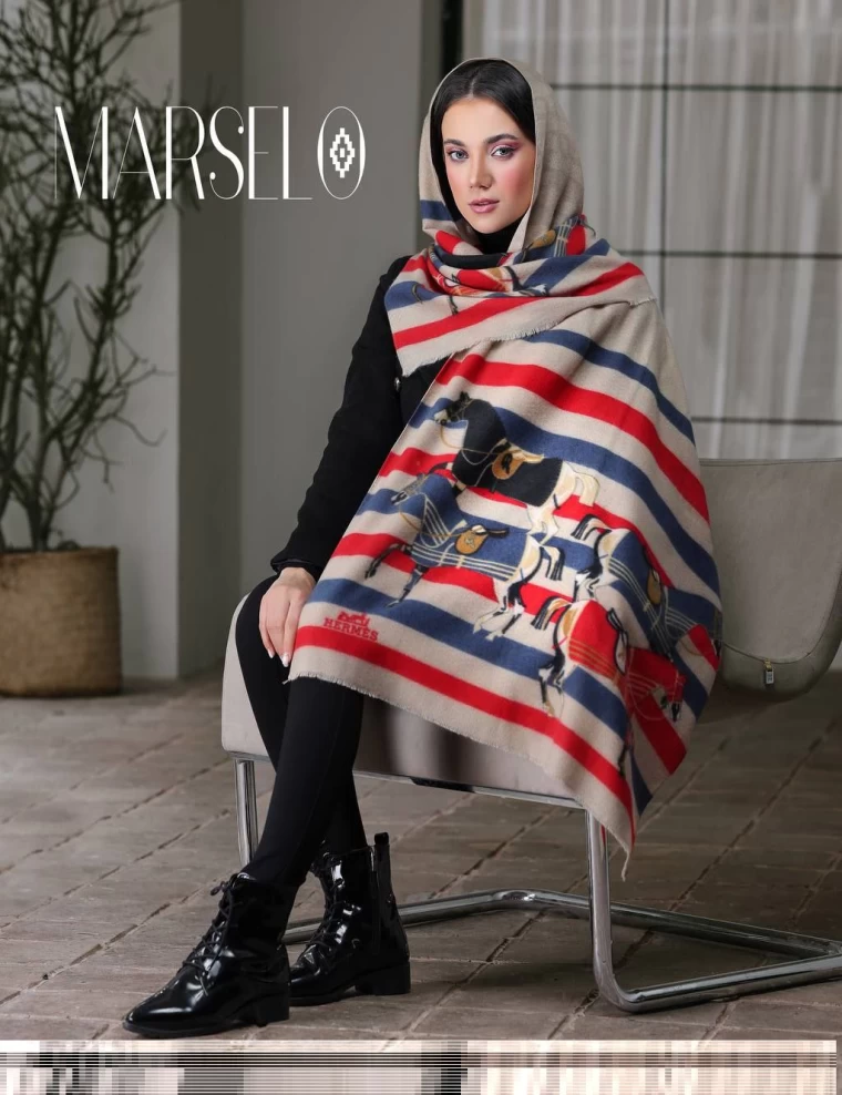 شال موهر ریشه دار عرض 75 کد 5465