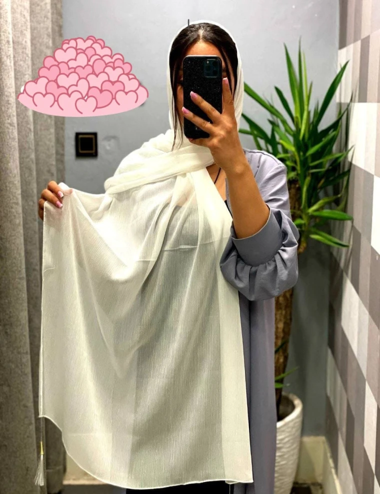 شال حریر کریشه منگوله دار  0856