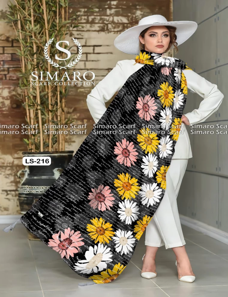 شال حریرکرپ منگوله دار عرض 75 کد LS-216