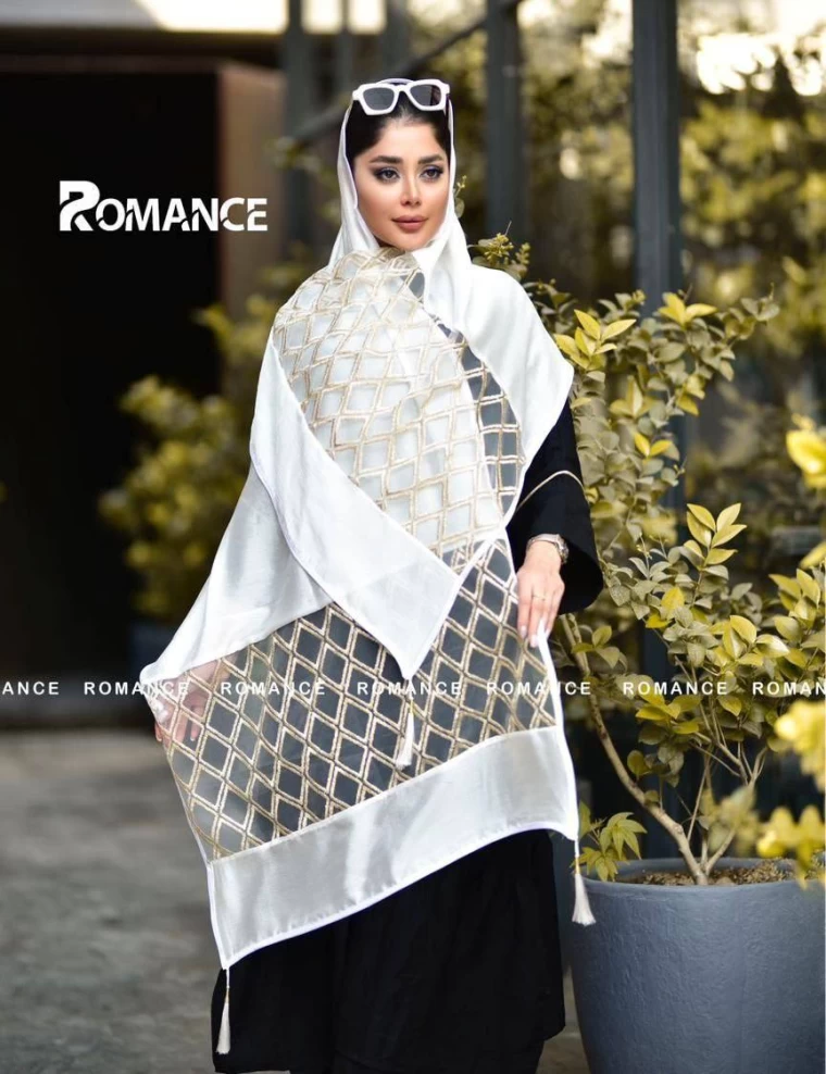 شال مجلسی شاین دستک کار شده عرض 75 کد 5382