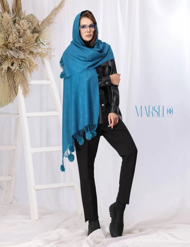 شال موهر داغی پوم دار کد 10409