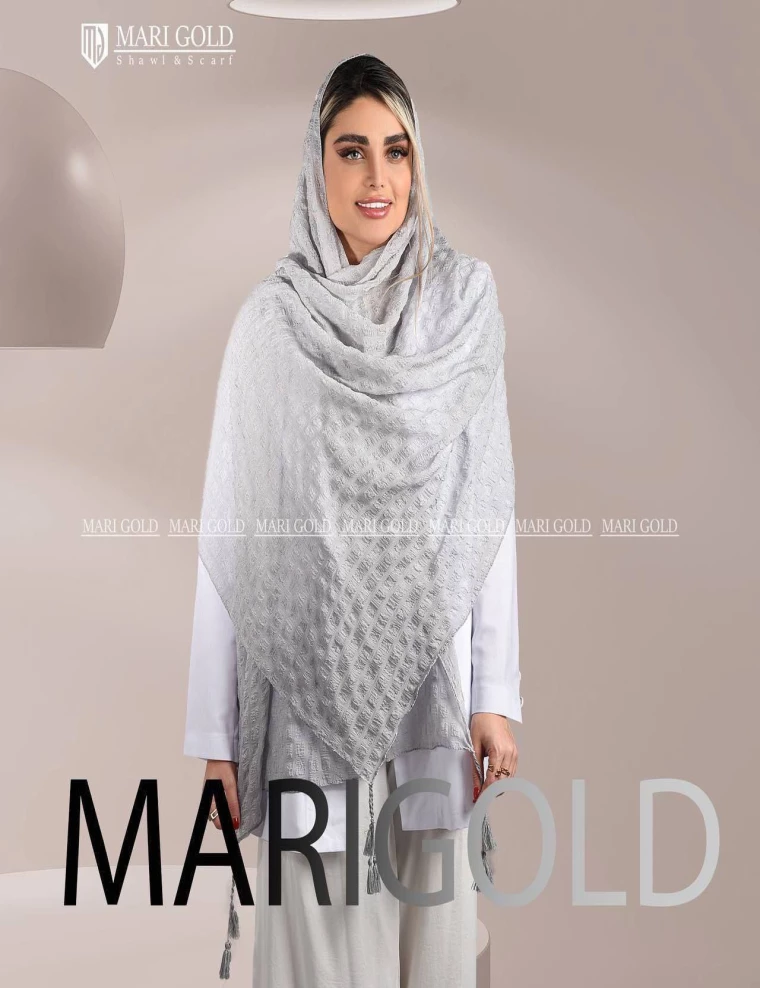 شال حریر پفکی منگوله دار کد 8963