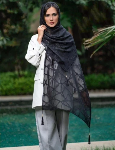 شال مشکی منگوله دار 80428