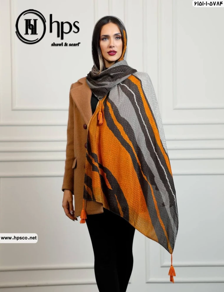 شال نخی سوزنی منگوله دار 61510105784