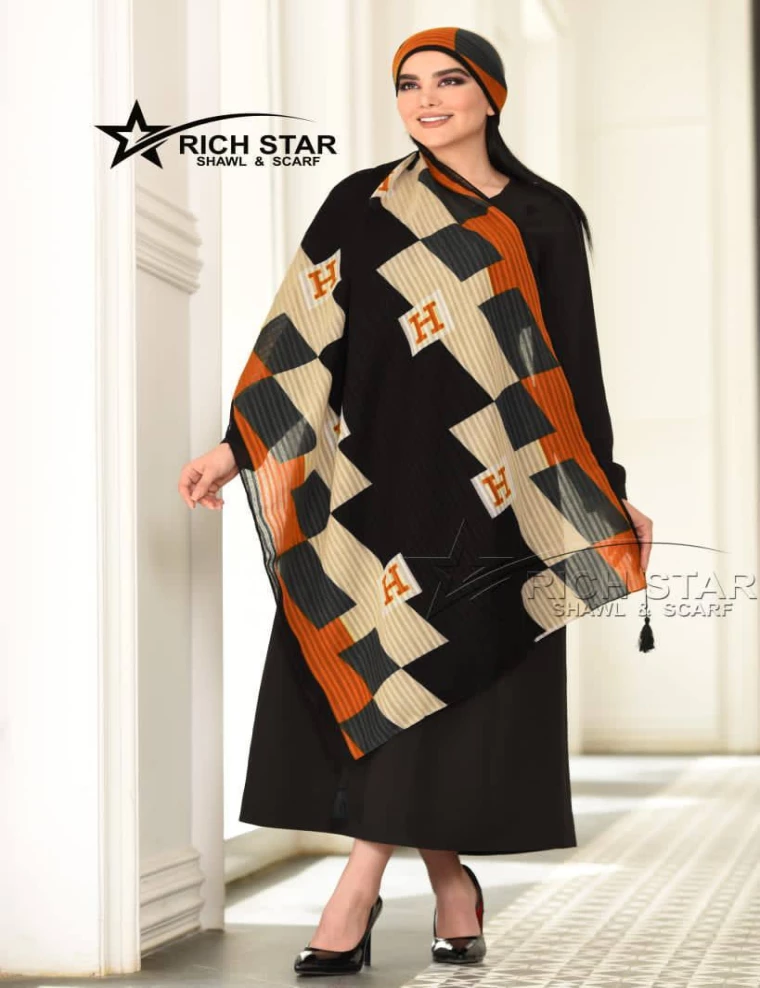 شال نخی بهاره منگوله دار  کد 9015