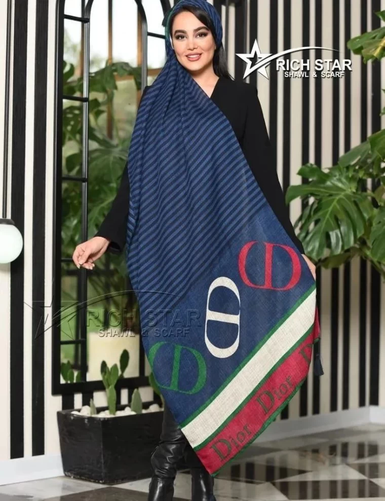 شال نخی پاییزه منگوله دار عرض 75 کد 5948