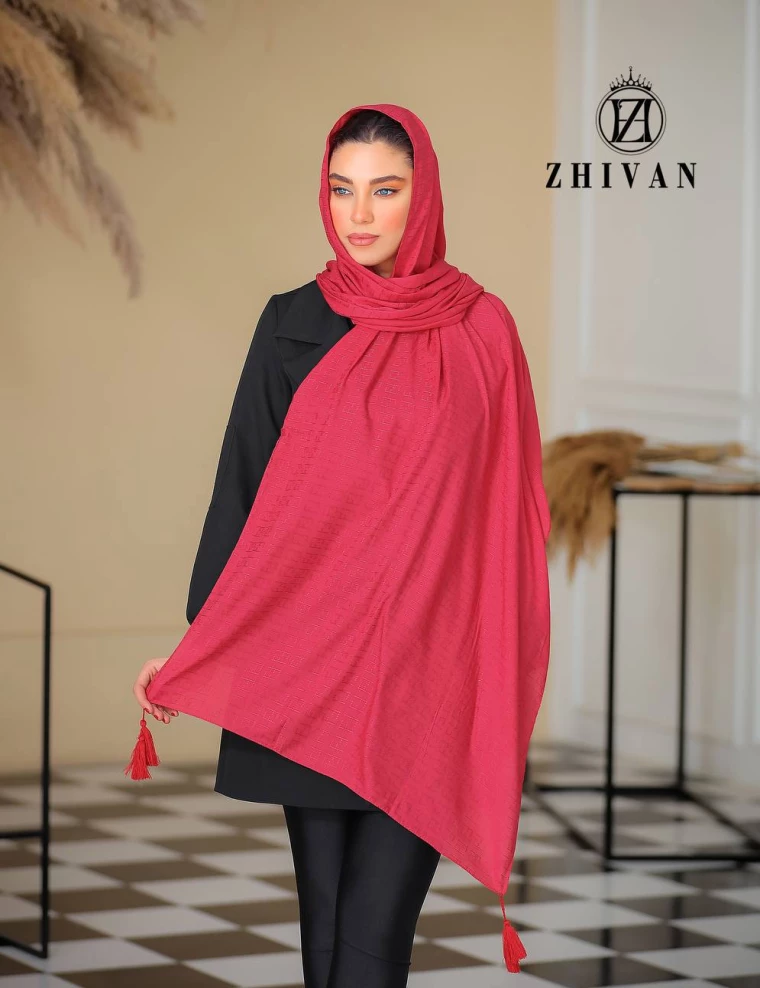 شال نخی منگوله دار رنگ سال عرض 80 کد 8408