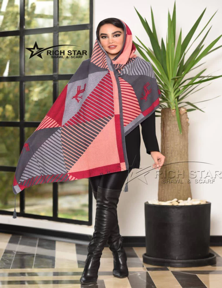 شال نخی پاییزه منگوله دار عرض 75 کد 6251