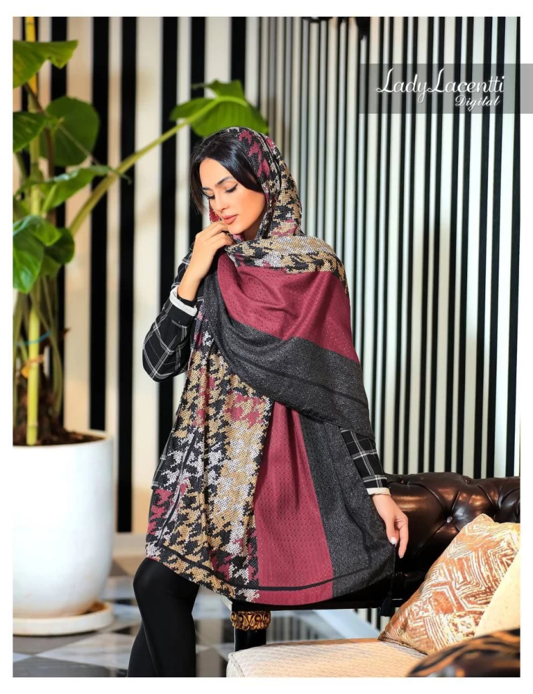 شال نخی پاییزه منگوله دار عرض 75 کد 5930