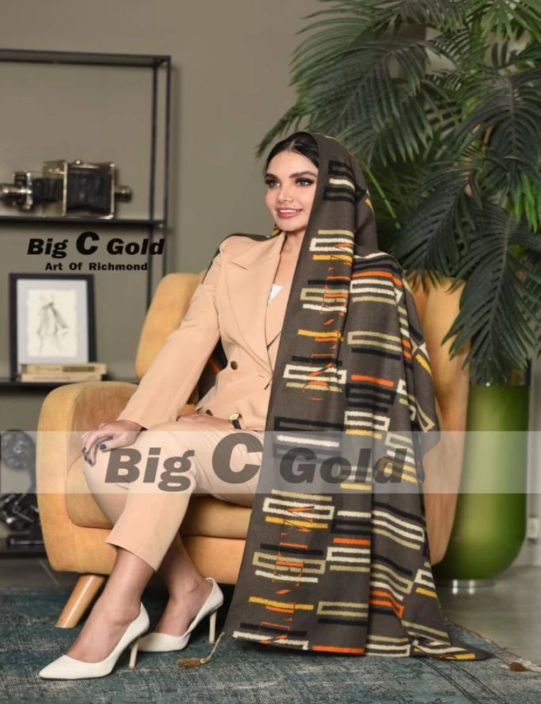 شال موهر پاییزه منگوله دار عرض 75 کد 6719