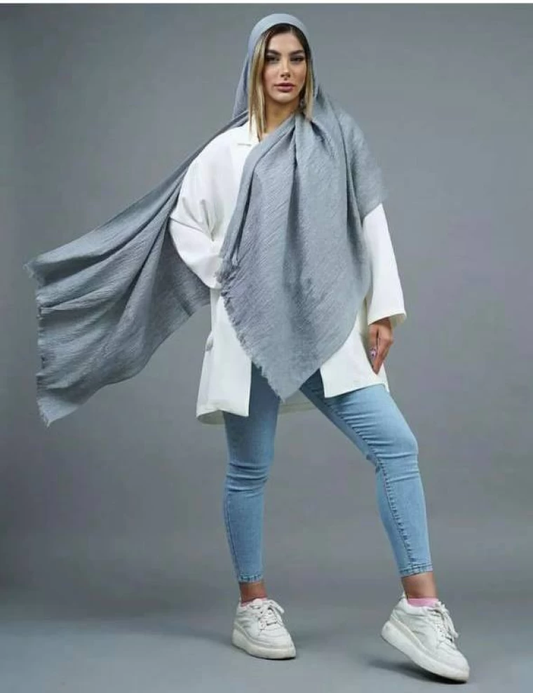 شال پفکی ریشه پرزی عرض 80 کد 6175