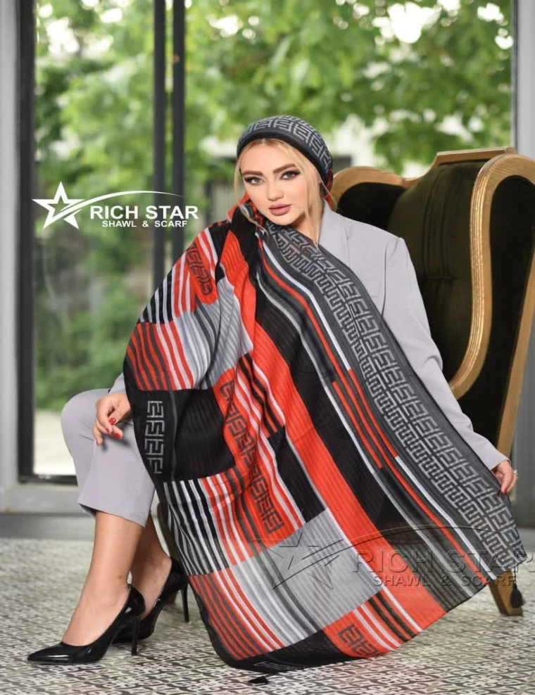 شال نخی بهاره منگوله دار  کد 9014