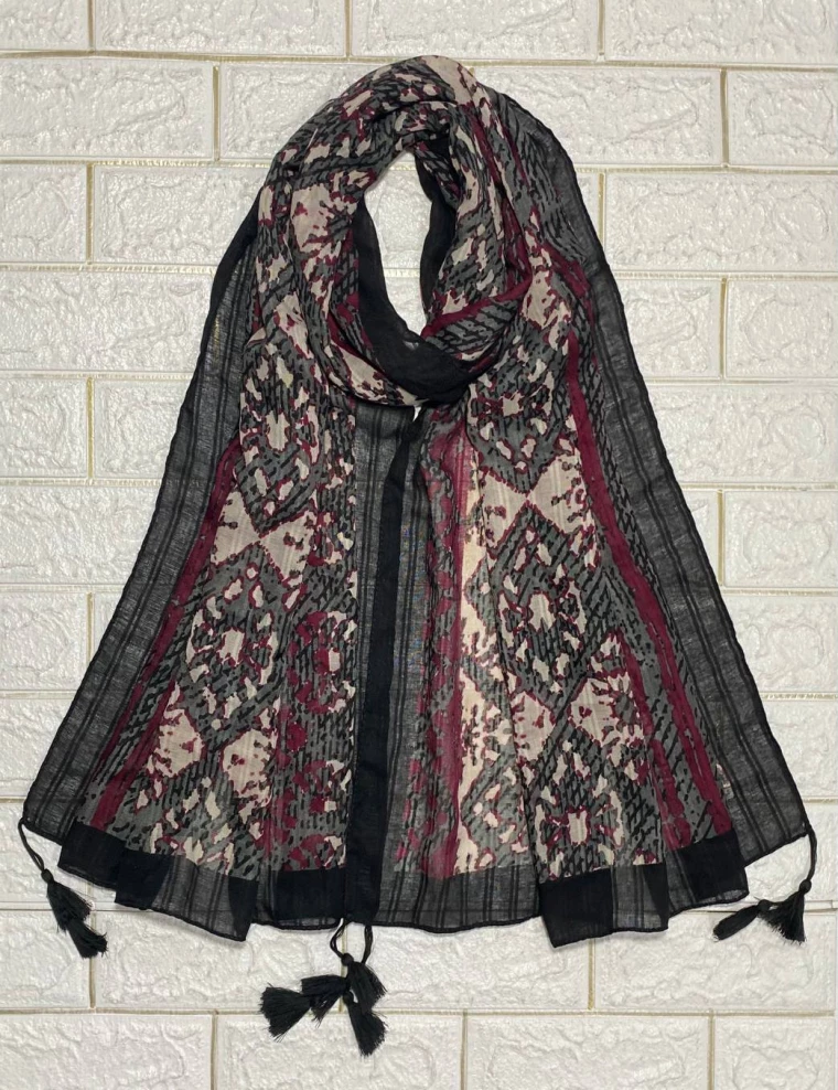 شال نخی منگوله دار عرض 75 کد 8514