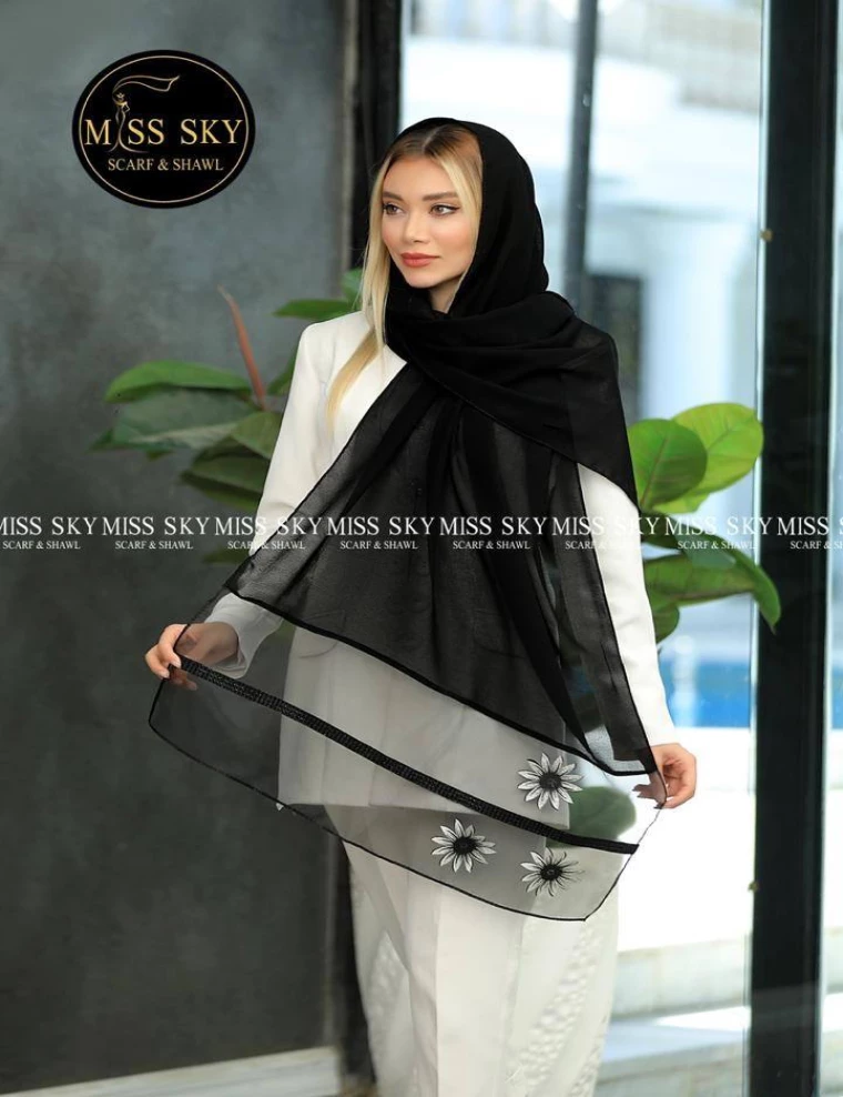 شال مجلسی سافارین دستک طرحدار عرض 70 کد 8518