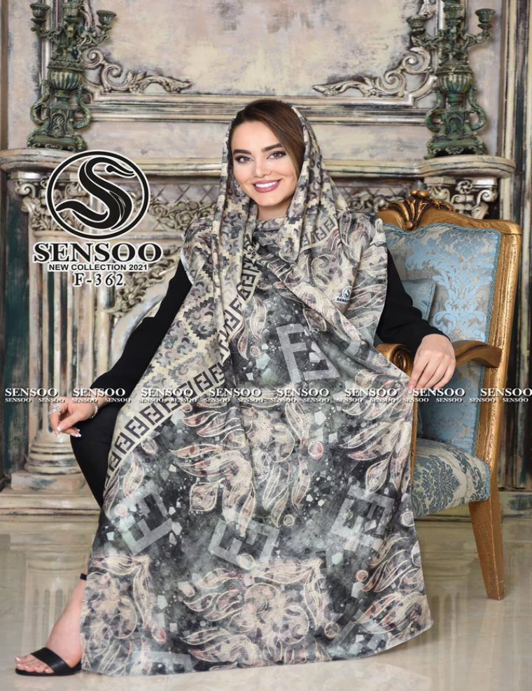 شال نخی منگوله دار عرض 75 کد F-362