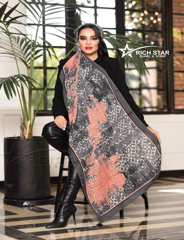 شال نخی پاییزه منگوله دار عرض 75 کد 6296