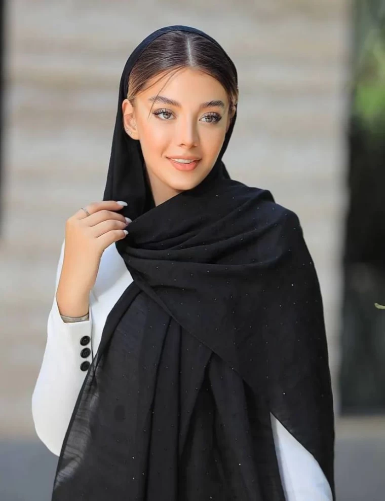شال اسلپ نگینی منگوله دار عرض 75 کد 8355