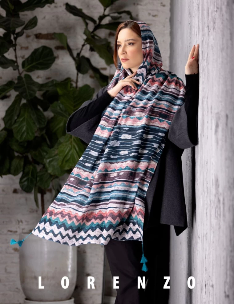 شال نخی پاییزه منگوله دار عرض 75 کد 5843