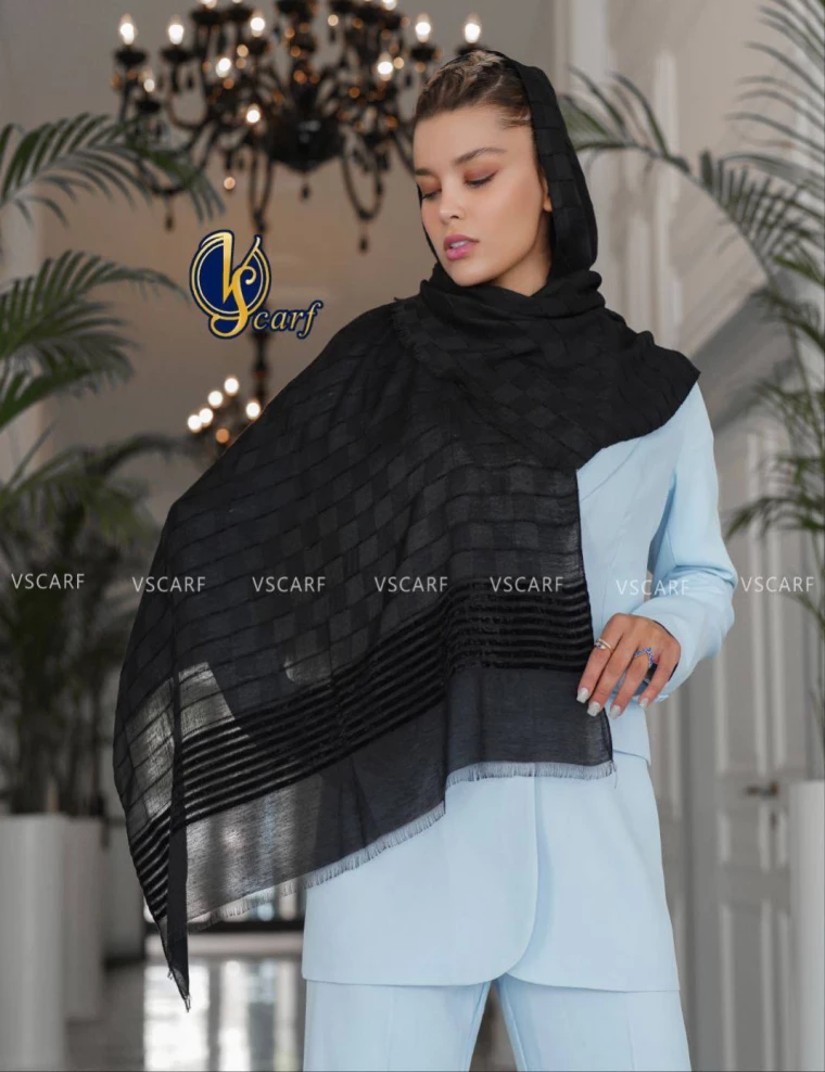 شال مشکی پارلا عرض 75 کد 8525