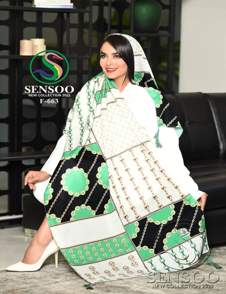 شال نخی منگوله دار عرض 75 کد F-663