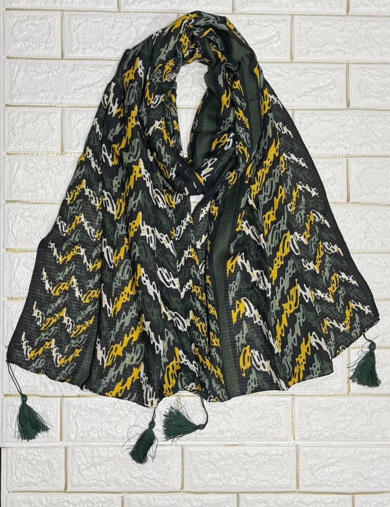 شال نخی پاییزه منگوله دار عرض 75 کد 5900