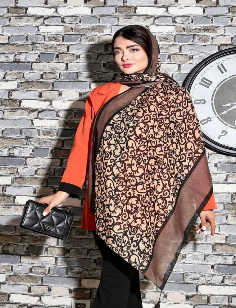 شال نخی پاییزه منگوله دار کد 10546
