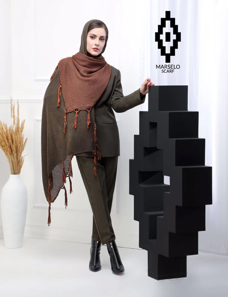 شال نخ پنبه دورو مزونی عرض 75 کد 5756