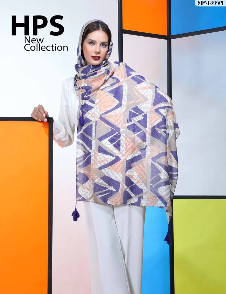شال نخی ترک منگوله دار عرض 75 کد 6130106679