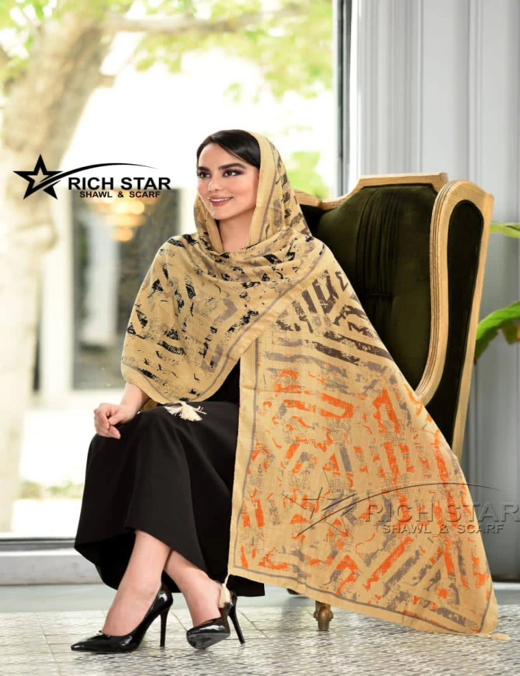شال نخی بهاره منگوله دار کد 8754