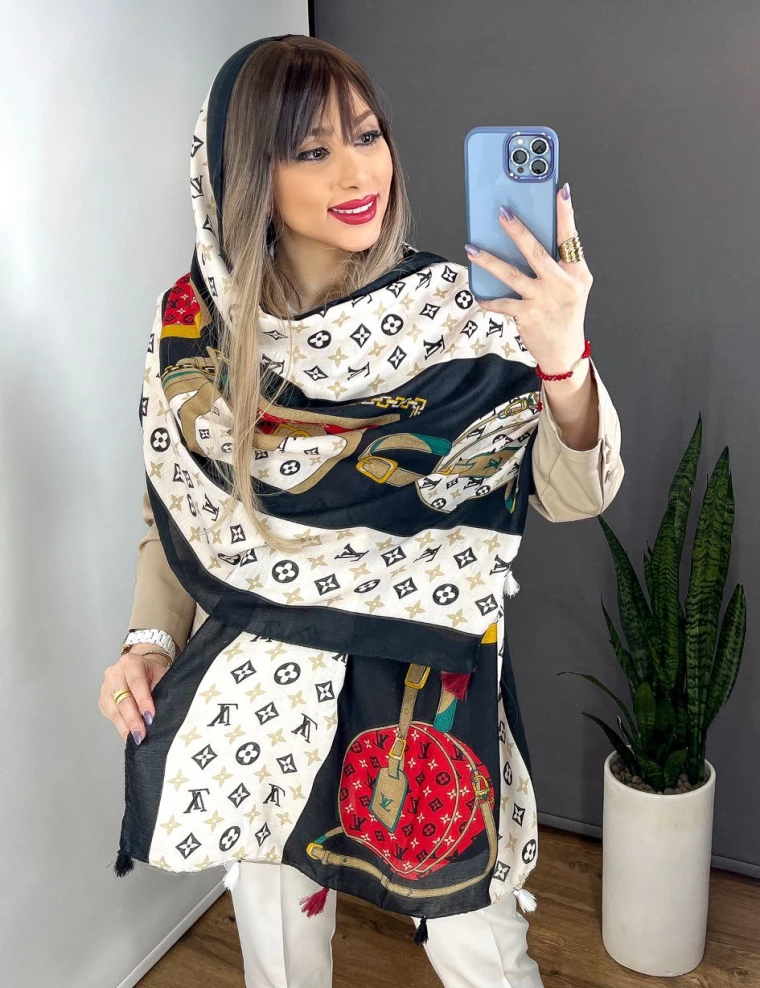 شال نخی منگوله دار عرض 75 کد 8389