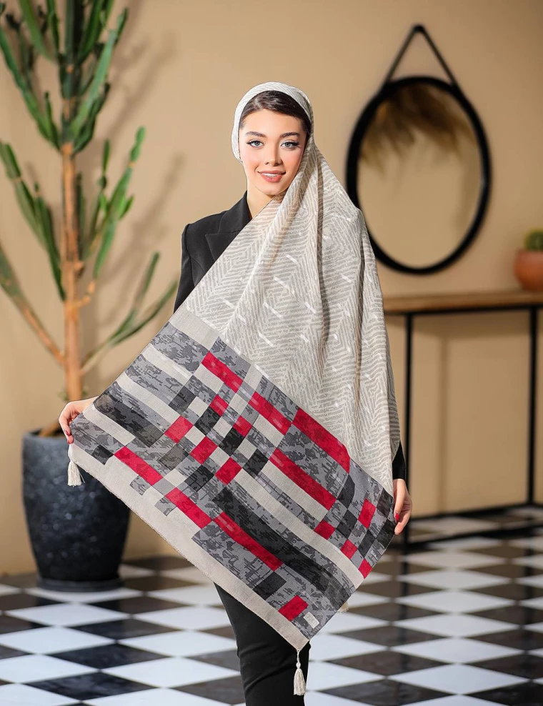 شال ژاکارد یونیک منگوله دار کد 8908