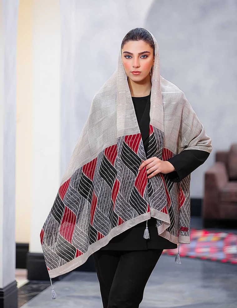 شال ژاکارد یونیک منگوله دار کد 8906